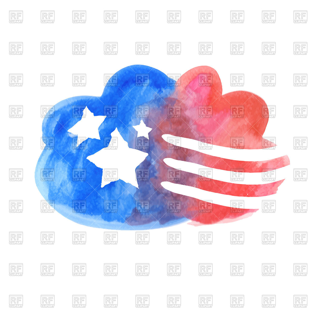 1200x1200 Watercolor Cloud With Elements Of Flag Of Usa Vector Image - Usa Watercolor