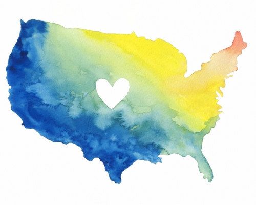 500x400 I Love The Usa Watercolor Map Print 8 X 10 Via Etsy. (Make A - Usa Watercolor
