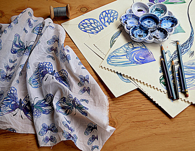 640x495 Paisley Farm Pattern Design Using Watercolor Sketches - Using White In Watercolor