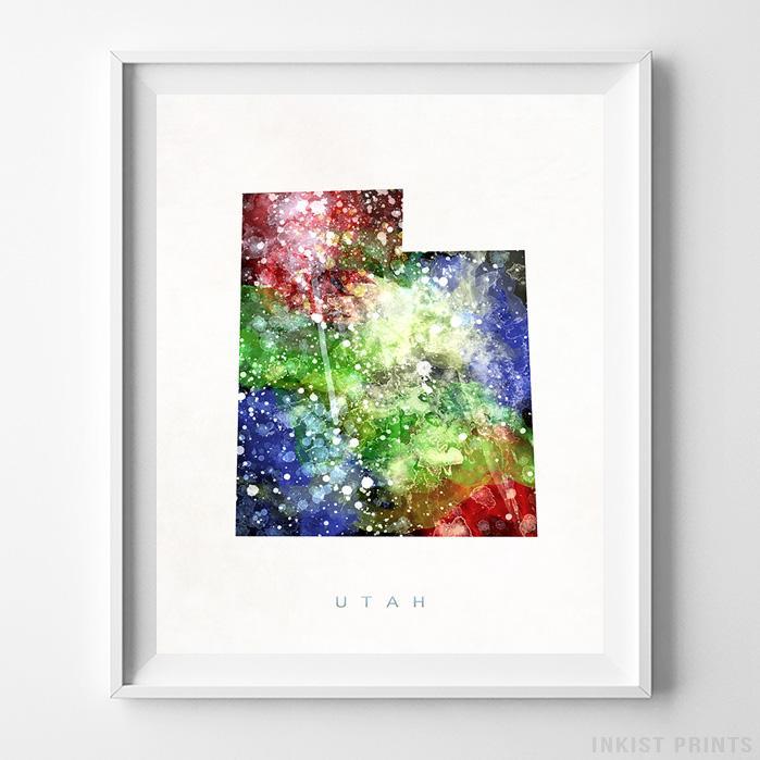 699x699 Utah Usa Watercolor Map Print - Utah Watercolor