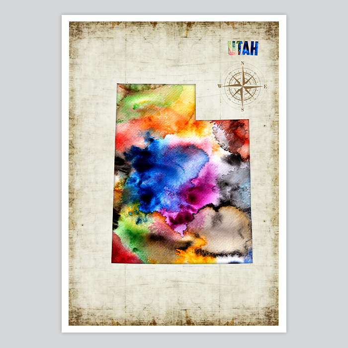 700x700 Utah Watercolor Print - Utah Watercolor