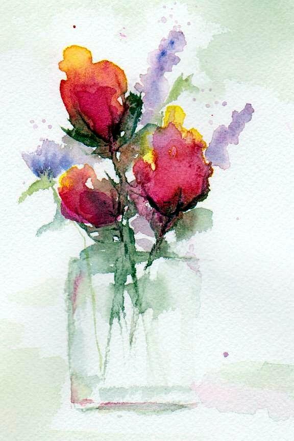 576x864 In A Vase Painting By Anne Duke - Vase Watercolor