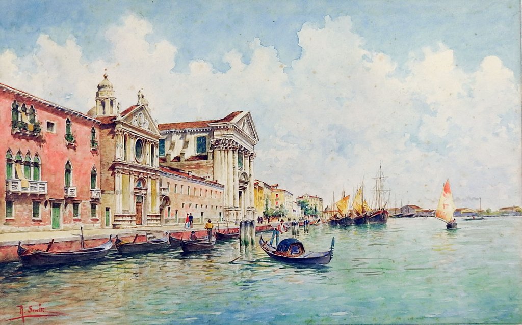 1024x639 Venice Watercolor Painting By Rafael Senet Artifax Antiques Amp Design - Venice Watercolor