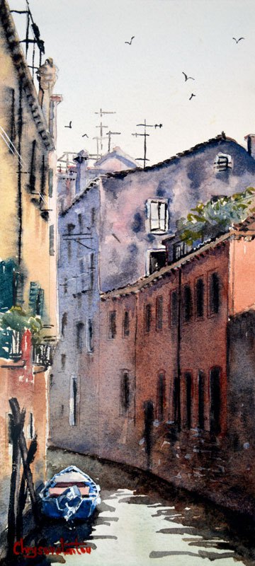 360x800 Venice Watercolor Paintings Chrysovalantou Mavroudis Watercolour - Venice Watercolor