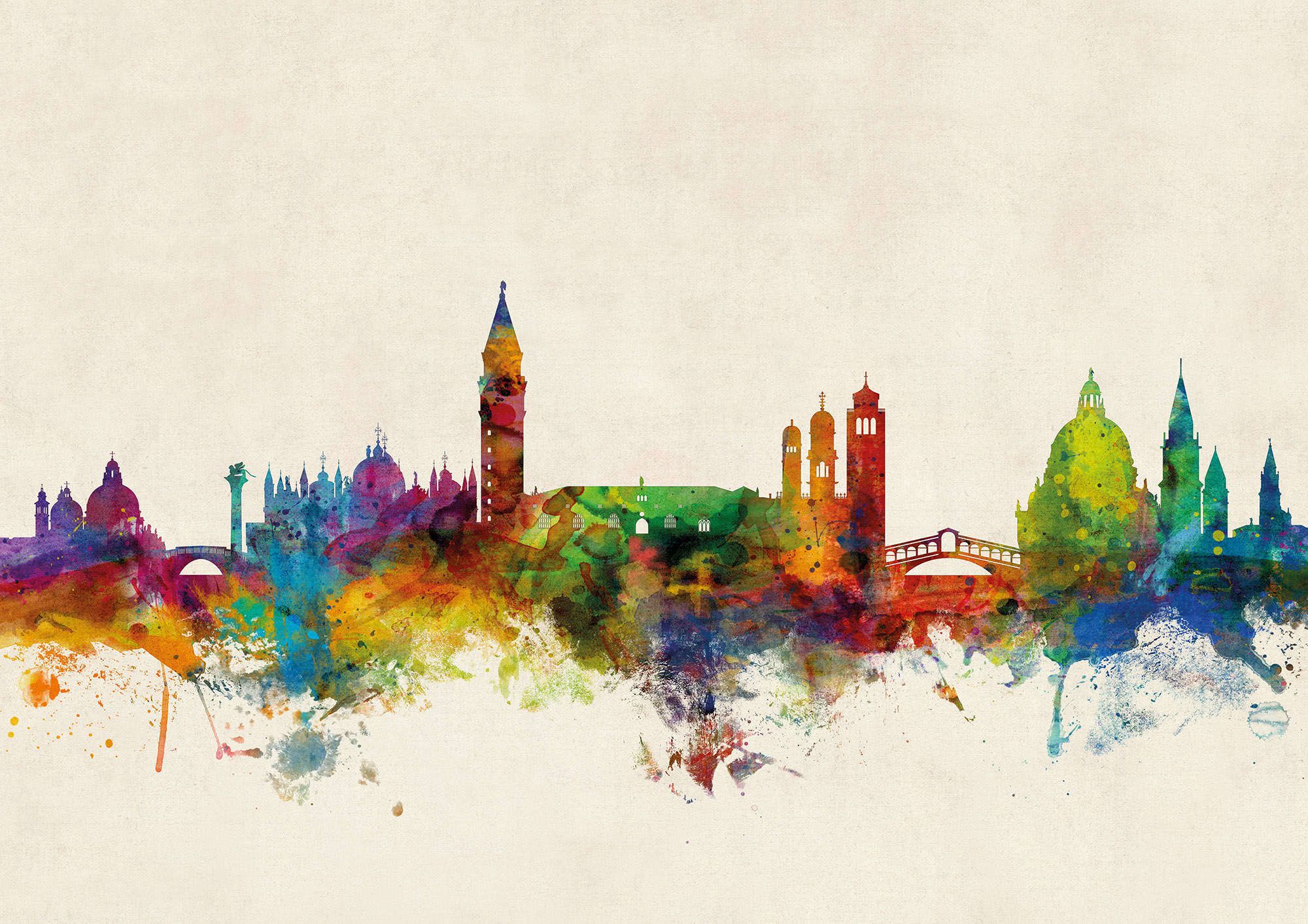 2000x1413 Venice Watercolour Skyline - Venice Watercolor