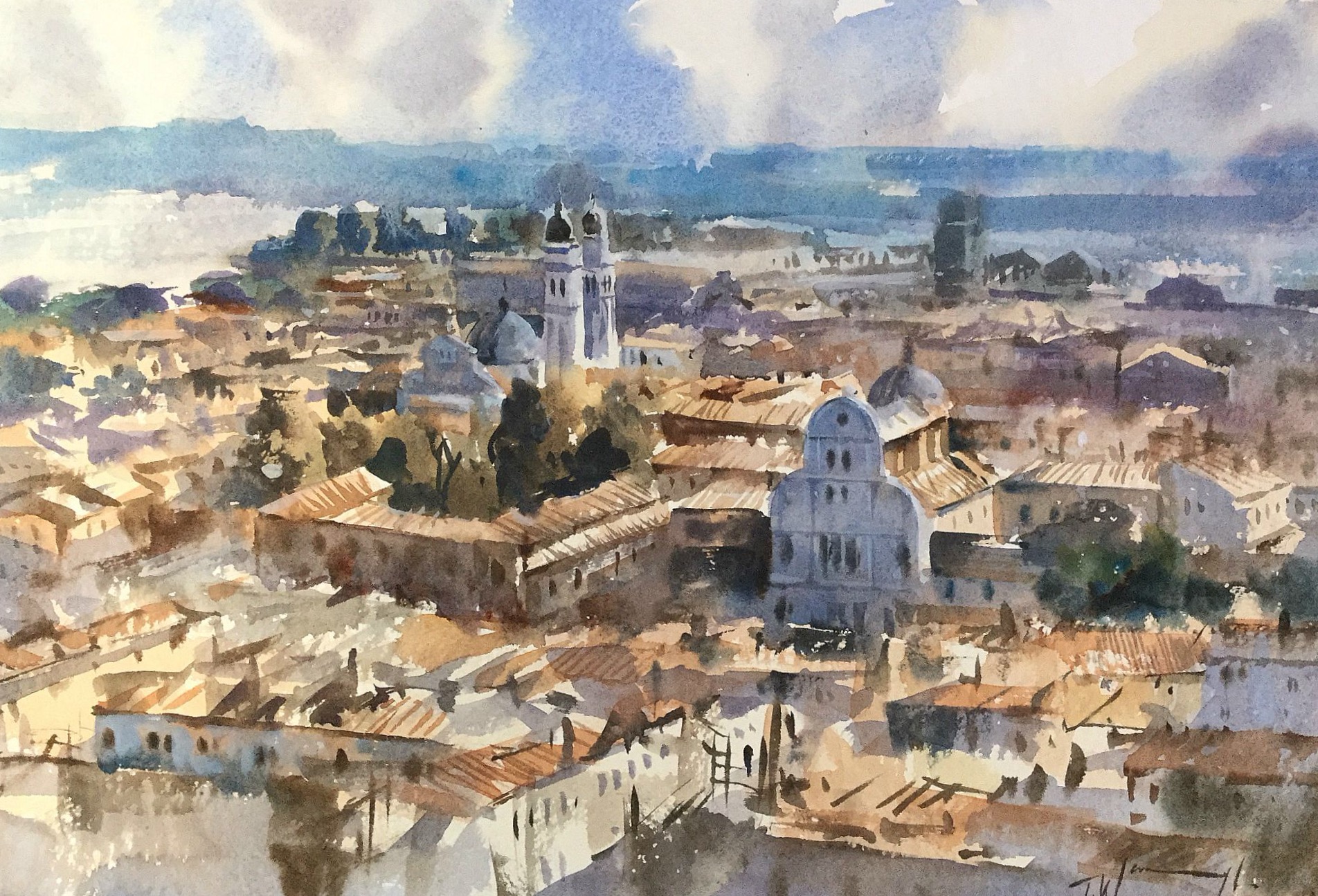 1904x1295 Ariel Venice Watercolour By International Artist Trevor Waugh - Venice Watercolor