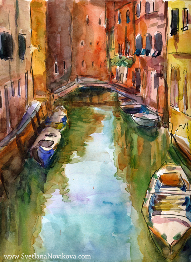 612x838 Venice Watercolor Canal Painting My Website - Venice Watercolor
