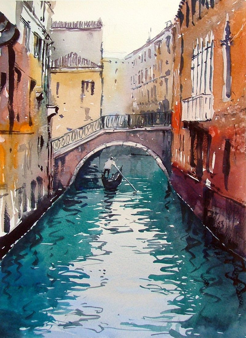 800x1101 Venice Canal,landscape Watercolour Of Venice, 15 X 11 On - Venice Watercolor