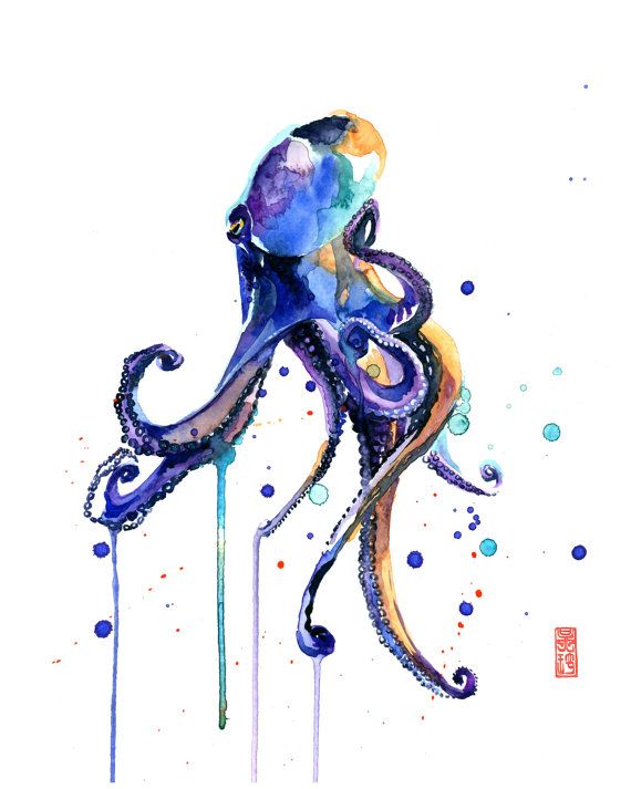 570x713 All Octopuses (Apparently, Not Octopi) Have Some Venom That Comes - Venom Watercolor