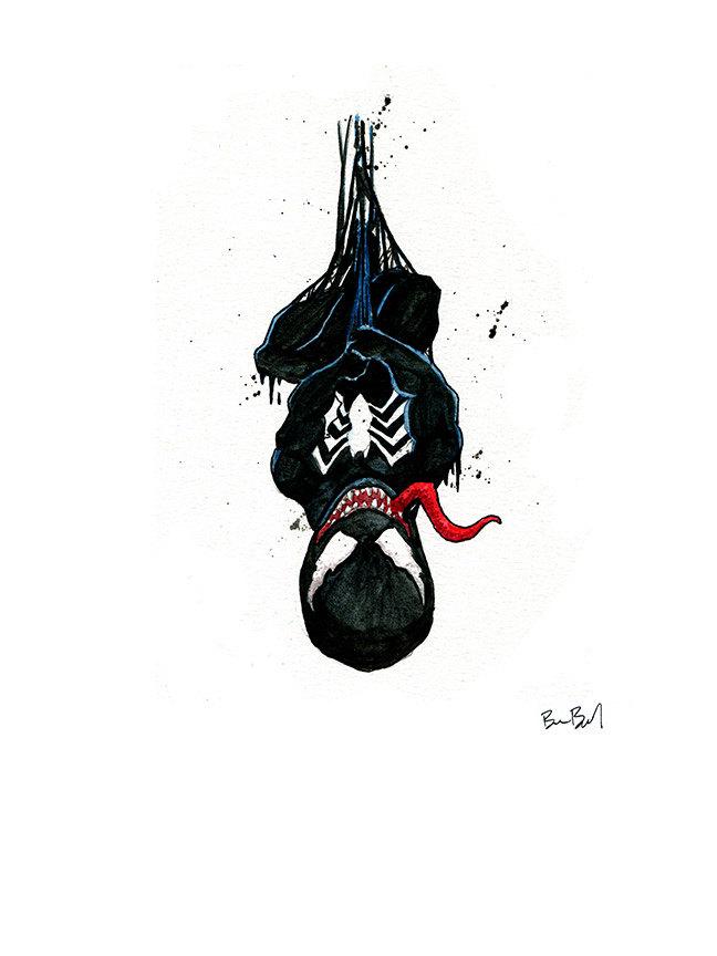 648x864 Venom Inspired Watercolor Print Ben Byrd Art - Venom Watercolor