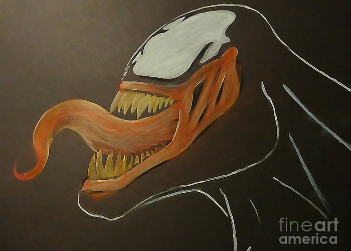 700x500 Venom Watercolor Cu Greeting Card For Sale By Justin Moore - Venom Watercolor