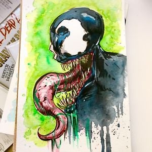 300x300 Venom Watercolor Painting Spider Man Original Art Ebay - Venom Watercolor