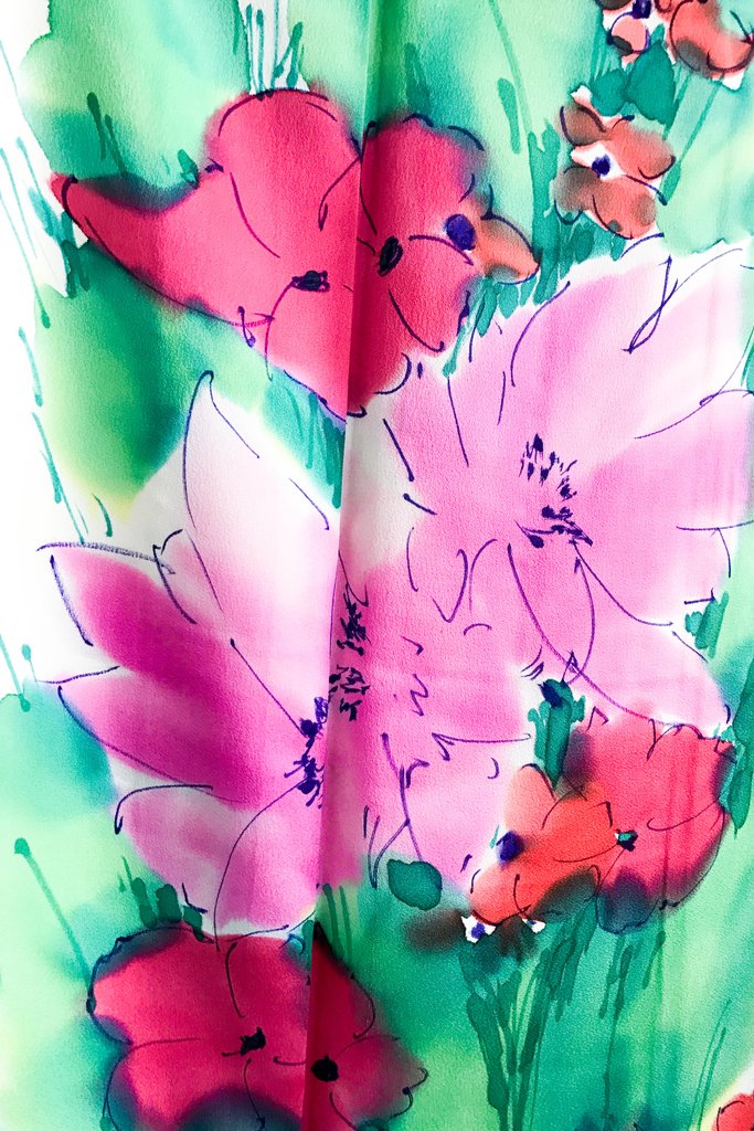 683x1024 Vintage Vibrant Watercolor Silk Kimono - Vibrant Watercolor