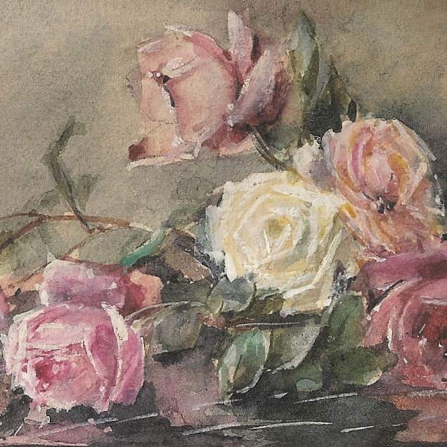 636x636 Victorian Watercolor Roses Mary Golay Our Cottage Garden - Victorian Watercolor