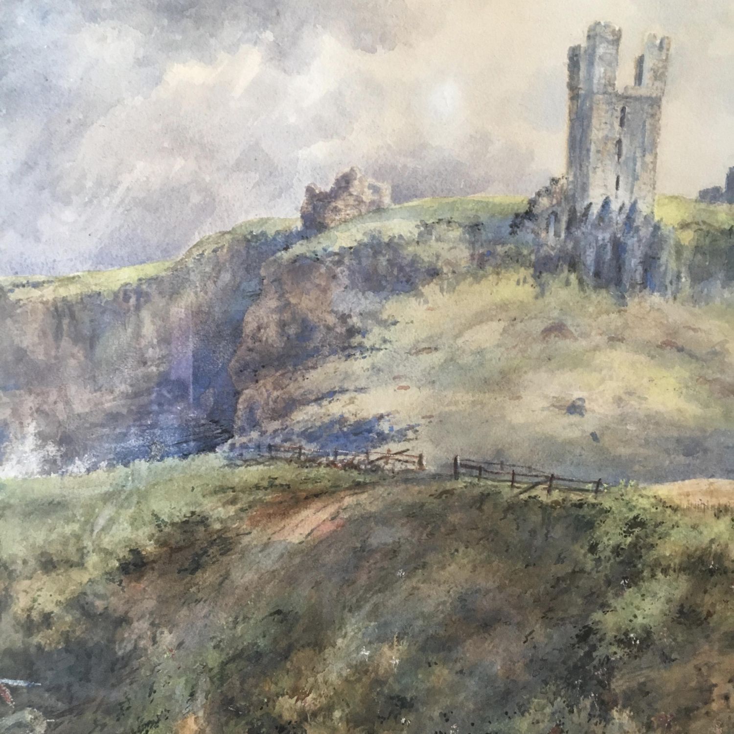 1500x1500 Victorian Watercolour Of Dunstanburgh Castle A. Wood (18)83 - Victorian Watercolor