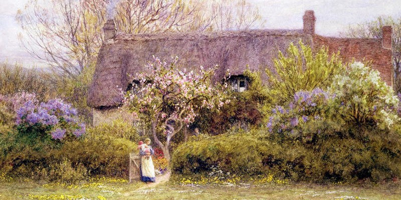800x400 20 Beautiful Cottage Paintings By Victorian Artist Helen Allingham - Victorian Watercolor