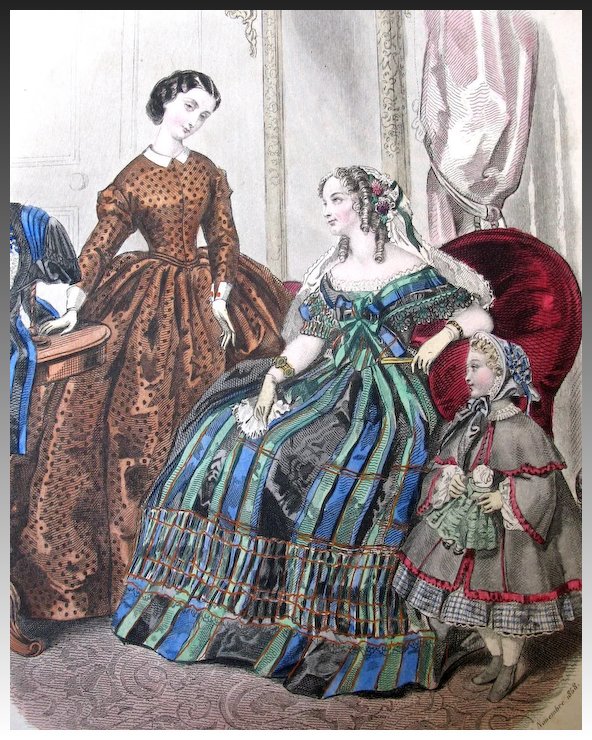 592x740 Antique French Victorian Print Engraving With Watercolor Lady - Victorian Watercolor