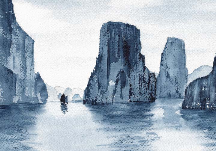 720x504 Landscape Watercolor Paintings By Douglas Winslow - Vietnam Watercolor