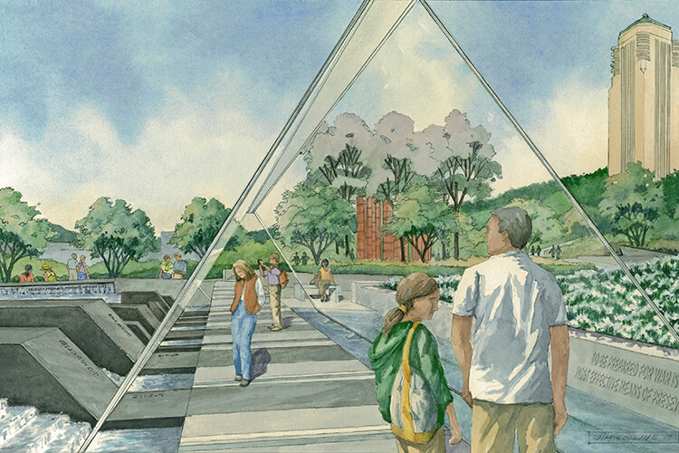 750x500 Vietnam War Memorial Watercolor Rendering - Vietnam Watercolor