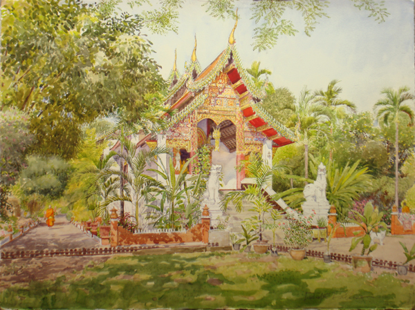 600x449 David E. Dallison Asia Watercolor Paintings (China, Thailand - Vietnam Watercolor