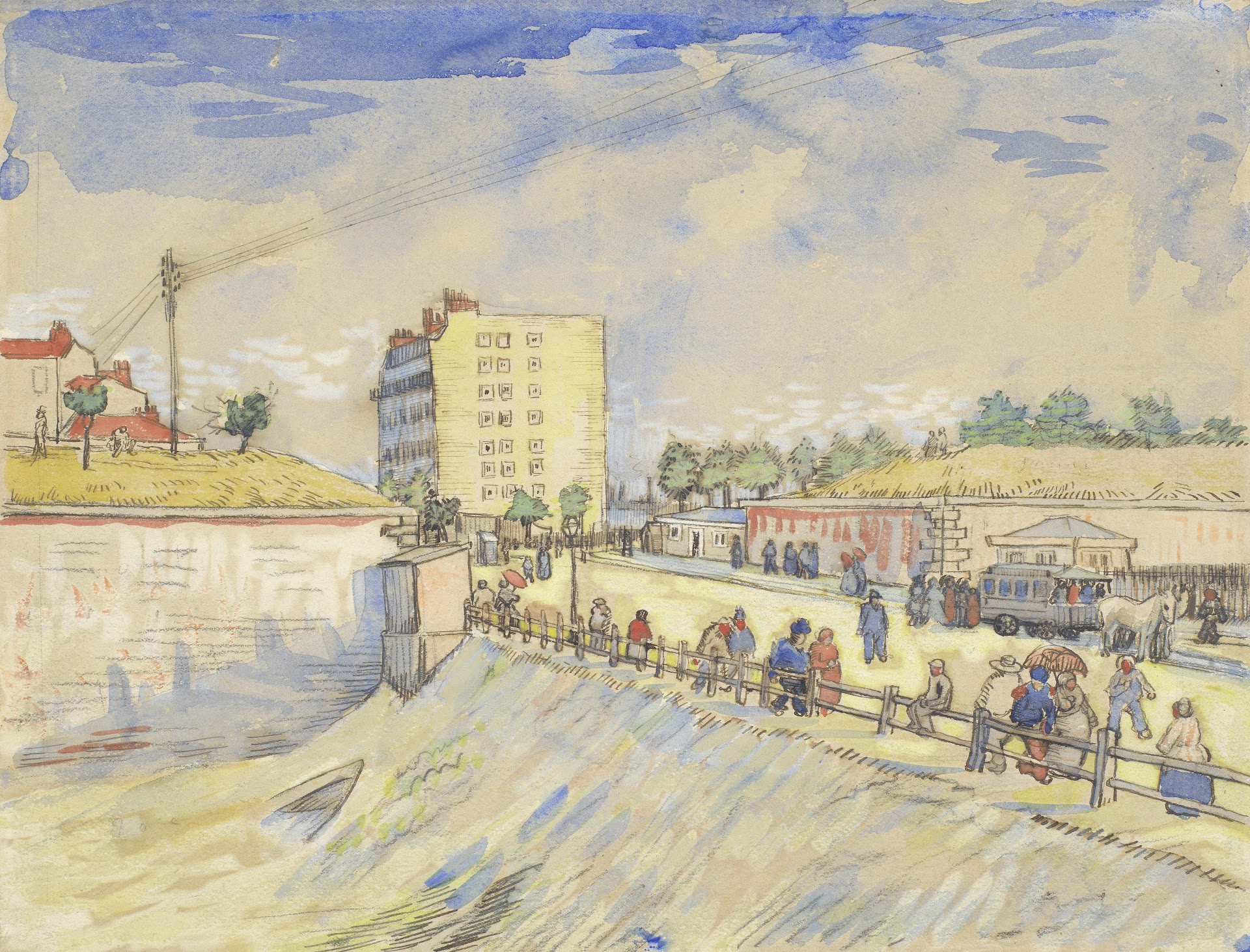 1920x1463 Gate In The Paris Ramparts - Vincent Van Gogh Watercolor