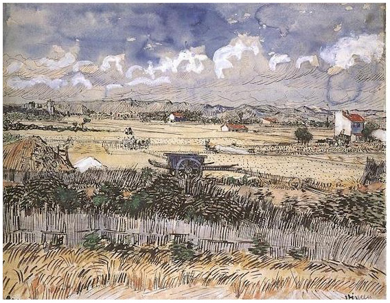 568x441 Harvest Landscape By Vincent Van Gogh - Vincent Van Gogh Watercolor