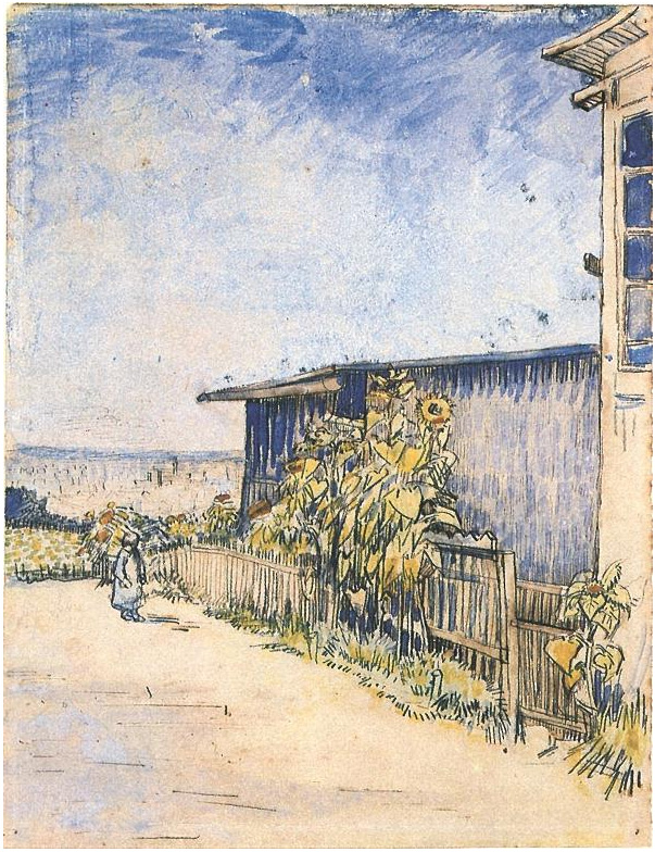 603x784 Shed With Sunflowers By Vincent Van Gogh - Vincent Van Gogh Watercolor
