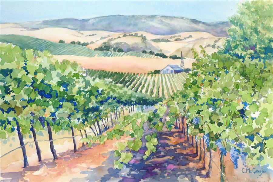 900x602 Livermore Valley Vineyard - Vineyard Watercolor