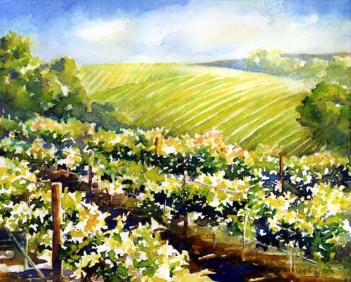 500x402 Sonoma Vineyard Watercolor Painting Demo By Jennifer Branch How - Vineyard Watercolor