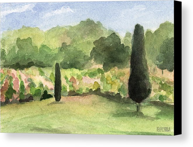 661x504 Vineyard In Provence Watercolor Paintings Of France Canvas Print - Vineyard Watercolor