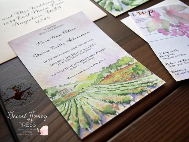 640x480 Vineyard Wedding Invitation - Vineyard Watercolor