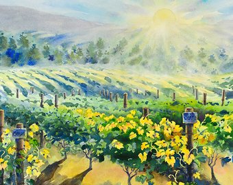 340x270 Vineyard Watercolor Etsy - Vineyard Watercolor