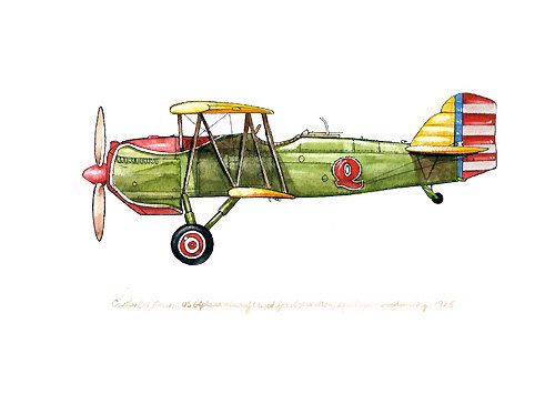 500x364 Curtiss 0 1 Falcon Vintage Airplane Watercolor By Flightsbynumber - Vintage Airplane Watercolor