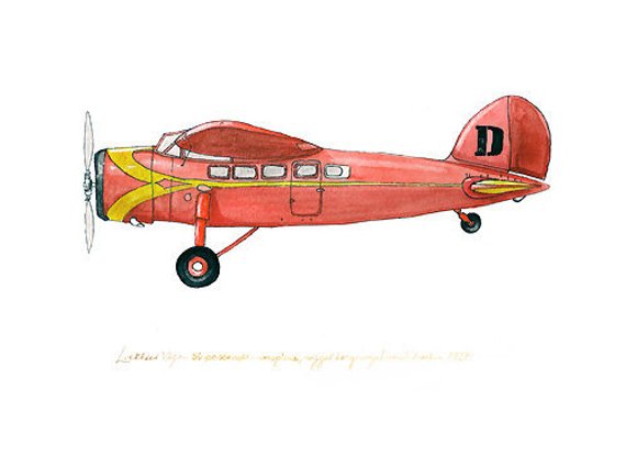 570x415 Red Letter Vintage Airplane Watercolor Print 8x10 Etsy - Vintage Airplane Watercolor