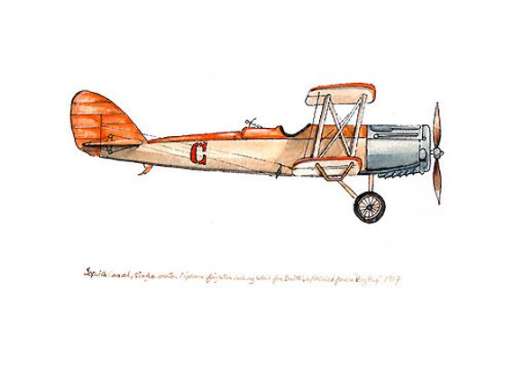 570x415 Sopwith Camel Vintage Airplane Watercolor Print 8x10 Etsy - Vintage Airplane Watercolor