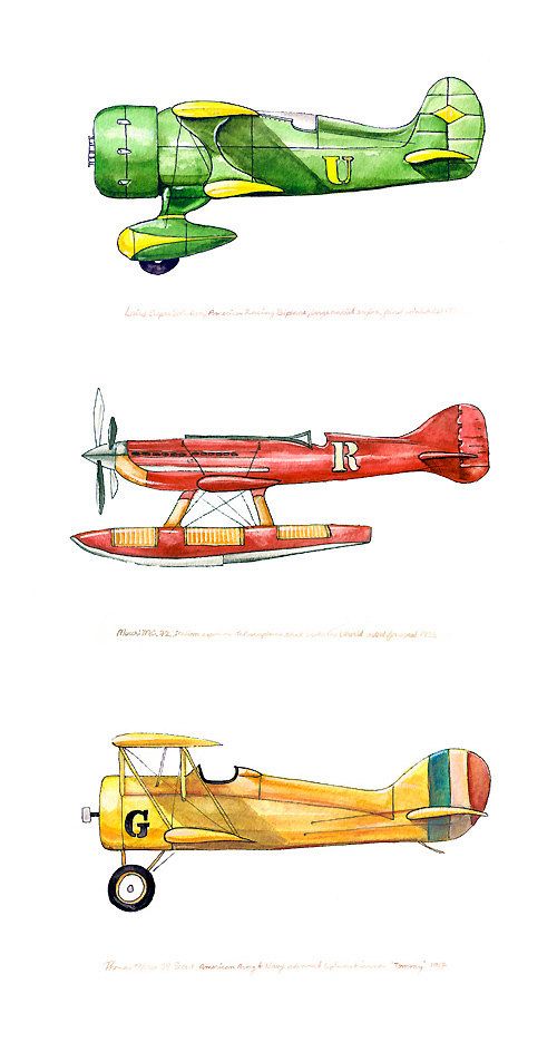 500x944 Thomas Morse S 4 Scout Vintage Airplane Watercolor Print, 8x10 - Vintage Airplane Watercolor