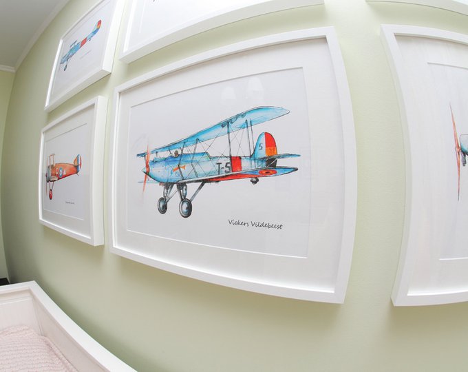 680x540 10% Off Coupon On Airplane Print Set Any 4 Prints Military - Vintage Airplane Watercolor