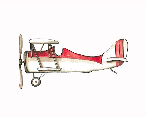 500x400 Vintage Aviation Print (8x10 Watercolor Print) - Vintage Airplane Watercolor