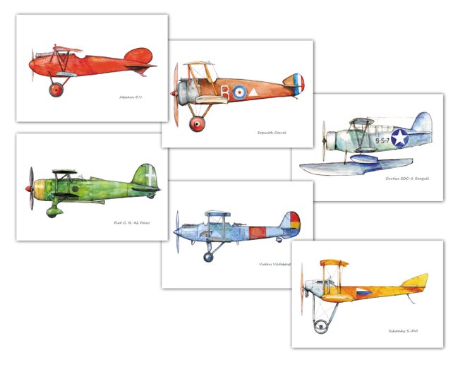 642x520 Airplane Decor Nursery Vintage Airplane Prints Watercolor Set Etsy - Vintage Airplane Watercolor