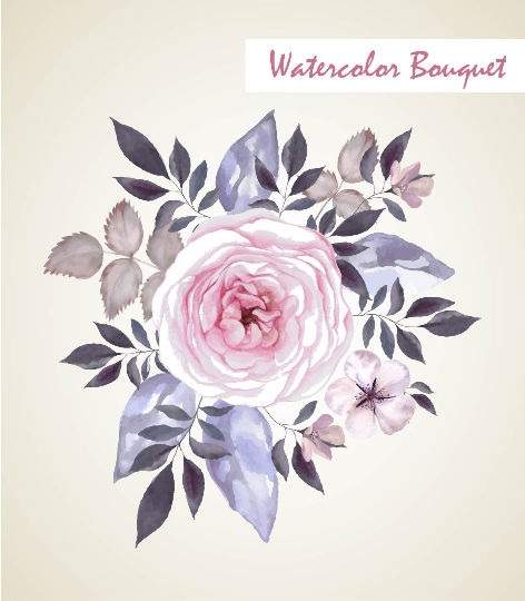 472x540 Vintage Watercolor Floral Bouquet, Watercolor Flowers, Watercolor - Vintage Watercolor