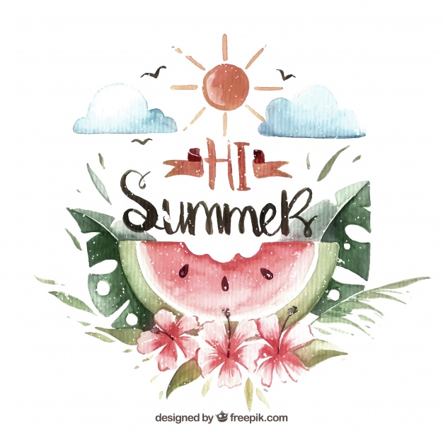 626x626 Vintage Watercolor Watermelon Summer Background With Floral - Vintage Watercolor