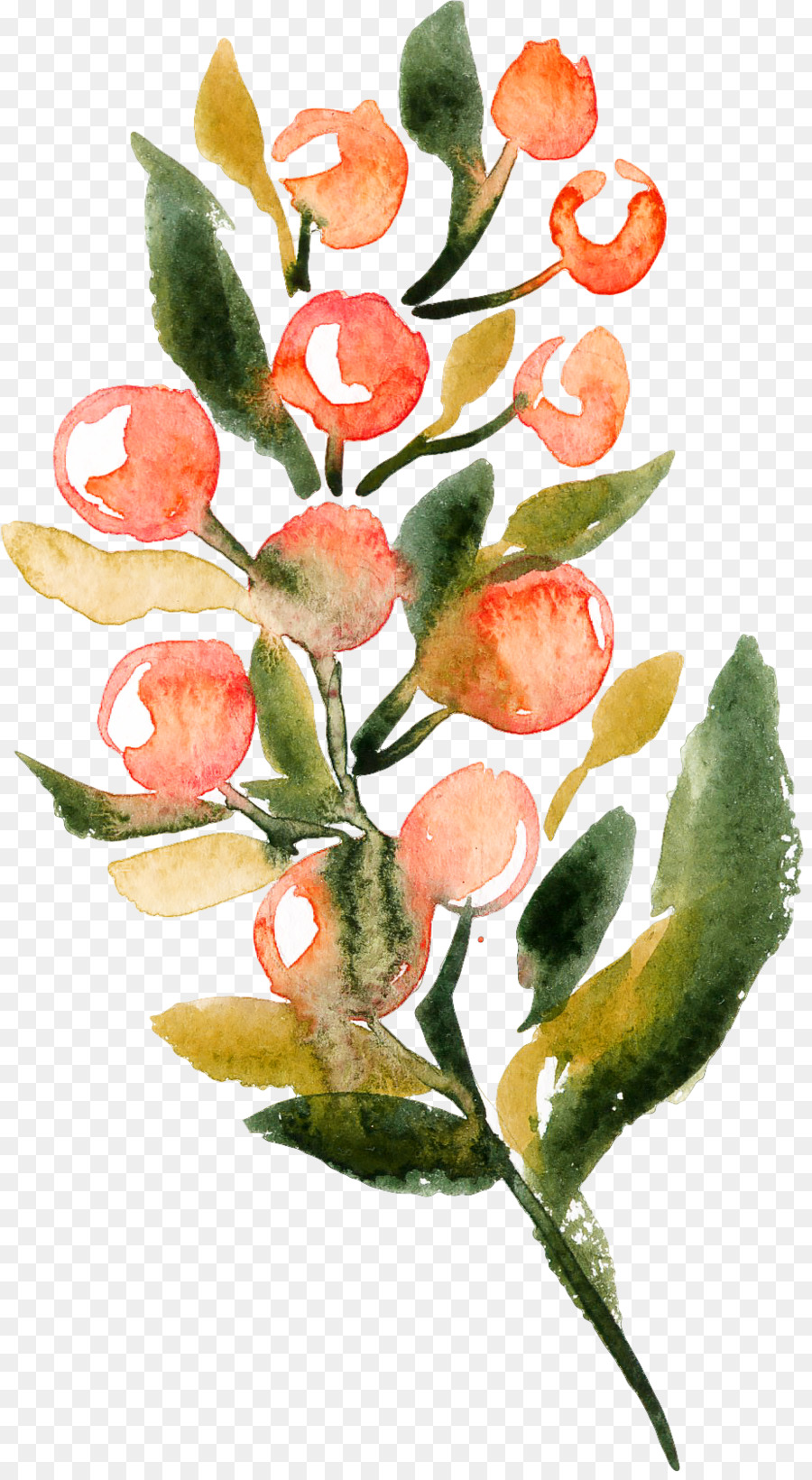 900x1640 Watercolor Painting Green - Vintage Watercolor