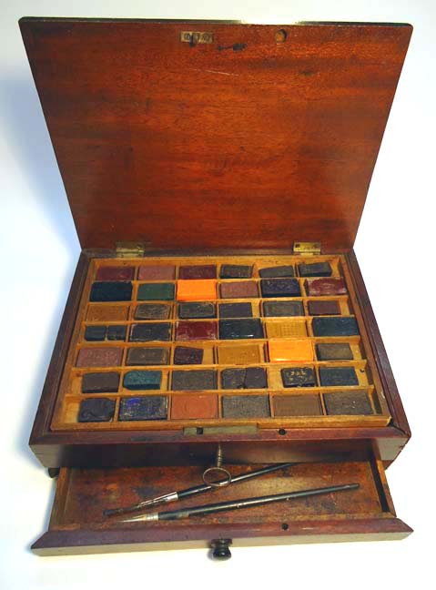 479x648 Antique Artists Watercolor Paint Box C. 1850s - Vintage Watercolor Box