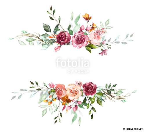 500x455 Vintage Card, Watercolor Wedding Invitation Design With Pink Rose - Vintage Watercolor Flowers