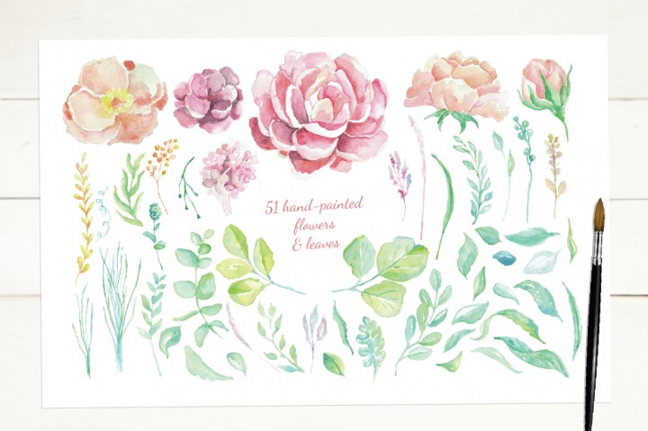 720x479 Vintage Watercolor Flowers And Templates By Sharkampcroc Co - Vintage Watercolor Flowers