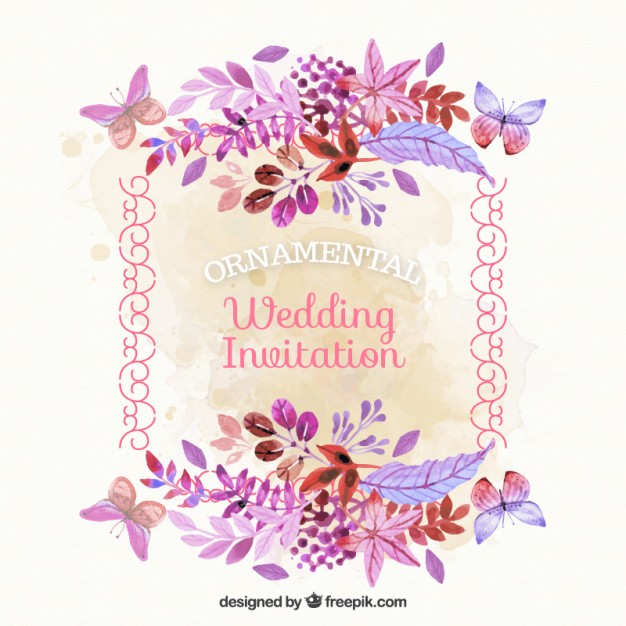 626x626 Vintage Wedding Card With Watercolor Flowers Vector Free Download - Vintage Watercolor Flowers