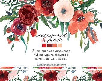 340x270 Watercolor Flowers Etsy - Vintage Watercolor Flowers