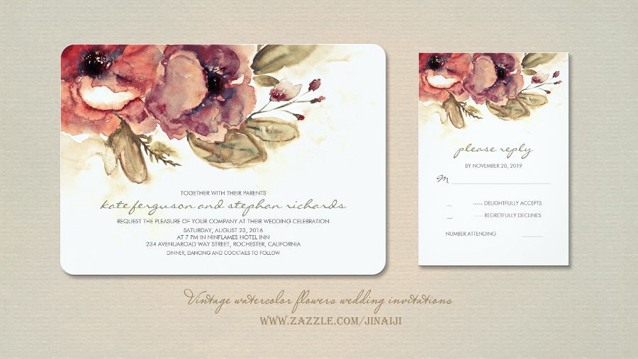 900x507 Read More Vintage Wedding Invitation With Watercolor Flowers - Vintage Watercolor Flowers
