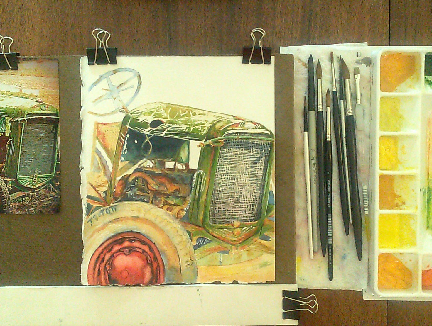 1472x1112 She Must Make Art The Vintage Tractor In Watercolor - Vintage Watercolor Paintings