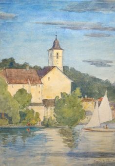 236x341 Signed Watercolor Of The Sacre Coeur Paris Vintage Watercolor - Vintage Watercolor Paintings